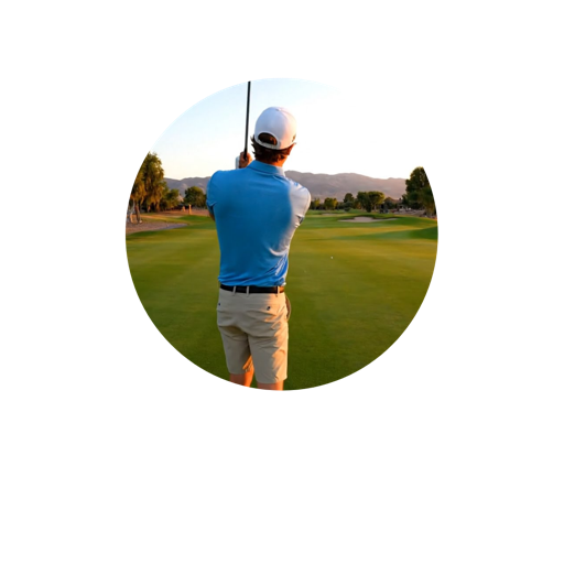 Golfer finishing a swing badge