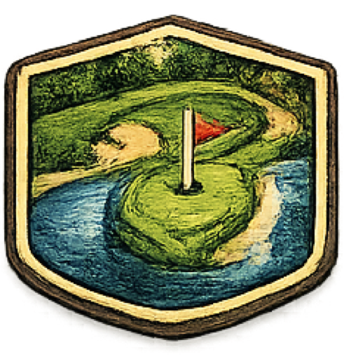 Stitched island-green golf badge